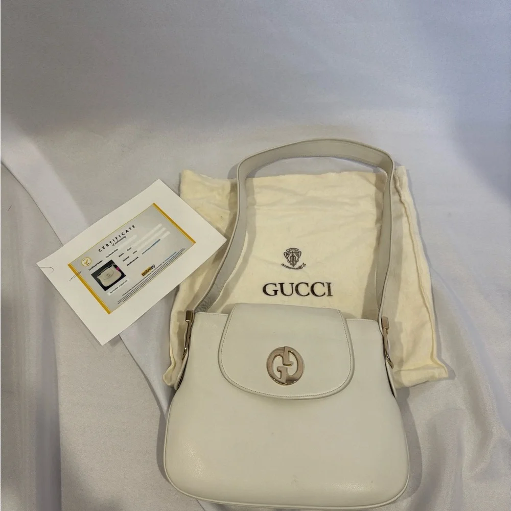 White Leather Gucci Shoulder Bag from 1973 - Picture 8 of 8